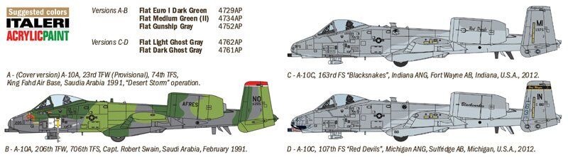 Сборная модель 1/72 самолет A-10A/C Thunderbolt II Italeri 1376
