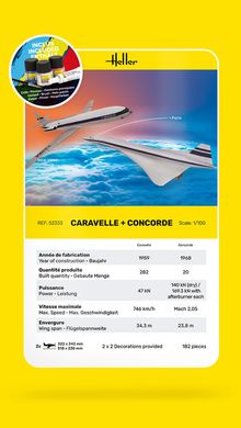 Сборная модель 1/100 набор самолетов Concorde and Caravelle Каравелла и Конкорд Стартовый набор Heller 52333
