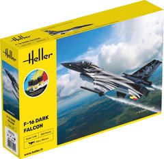 Сборная модель 1/48 истребитель и штурмовик F-16 Dark Falcon Стартовый набор Heller 35411