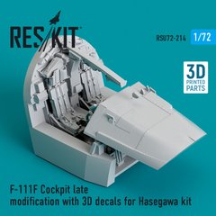 Масштабна модель Остання модифікація кабіни F-111F з 3D-наклейками для комплекту Hasegawa (3D-друк) (1/72) Reskit RSU72-0214, В наявності