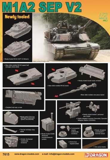 Assembled model 1/72 modern American tank 3rd generation M1A2