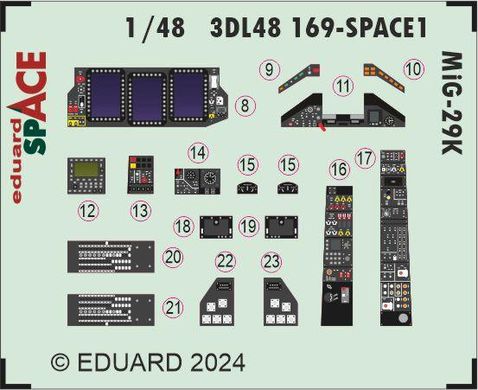Kit 1/48 instrument panel and photoetch MiG-29K SPACE HOBBY BOSS Eduard 3DL48169, In stock