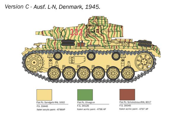 Збірна модель 1/56 танк Pz. Kpfw. III Ausf. J/L/M/N Italeri 25757