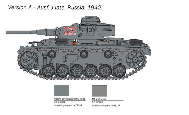 Сборная модель 1/56 танк Pz. Kpfw. III Ausf. J/L/M/N Italeri 25757