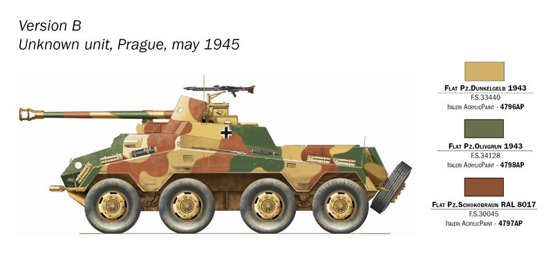 Збірна модель 1/72 бронеавтомобіль Sd.Kfz.234/4 з 3 фігурками Italeri 7047