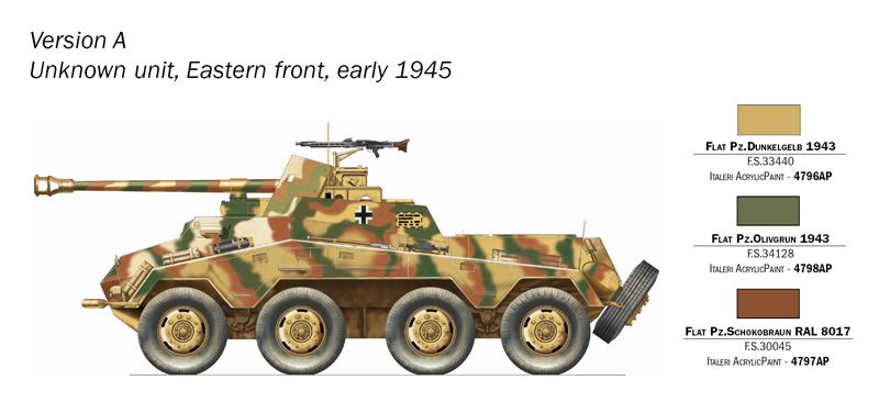 Збірна модель 1/72 бронеавтомобіль Sd.Kfz.234/4 з 3 фігурками Italeri 7047