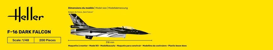 Збірна модель 1/48 винищувач і штурмовик F-16 Dark Falcon Стартовий набір Heller 35411