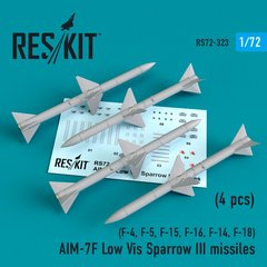 Масштабна модель Ракети AIM-7F Low Vis Sparrow III (4шт) (F-4, F-5, F-15, F-16, F-14, F-18) (1/72) R, В наявності