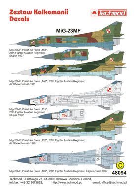 Декалі 1:48 для MiG-23MF Techmod 48094