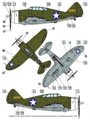 Збірна модель 1/72 винищувач Republic P-43 Lancer (Reconnaissance) DW 72029