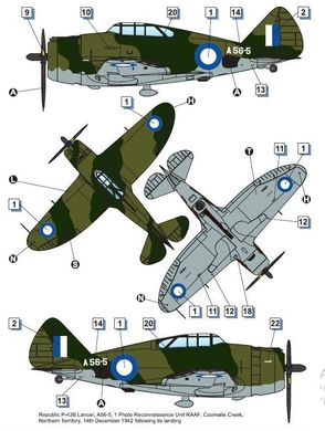 Збірна модель 1/72 винищувач Republic P-43 Lancer (Reconnaissance) DW 72029