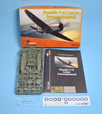 Збірна модель 1/72 винищувач Republic P-43 Lancer (Reconnaissance) DW 72029