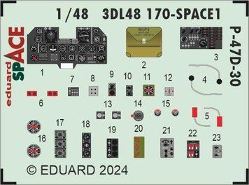 Комплект 1/48 приборная панель и фототравка P-47D-30 SPACE MINIART Eduard 3DL48170