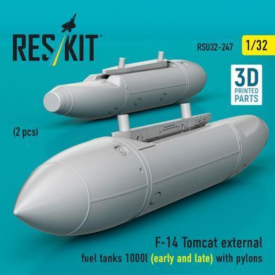 Масштабна модель 1:32 зовнішні паливні баки F-14 Tomcat 1000 л (ранній та пізній) з пілонами (2 шт.) Reskit RSU32-0247