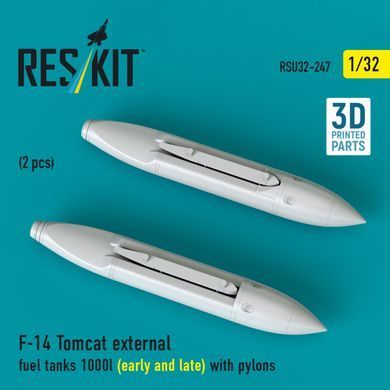 Масштабна модель 1:32 зовнішні паливні баки F-14 Tomcat 1000 л (ранній та пізній) з пілонами (2 шт.) Reskit RSU32-0247