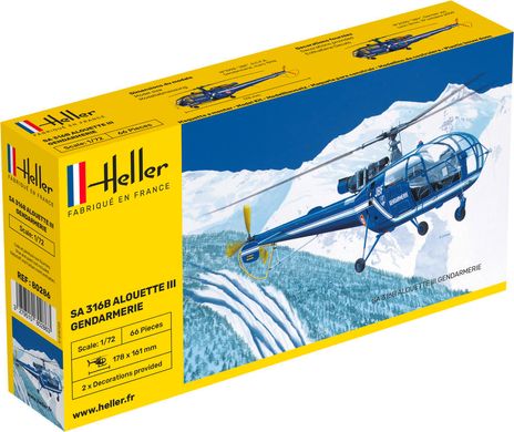 Сборная модель 1/72 многоцелевой вертолет SA316 Alouette III Gendarmerie Heller 80286