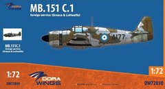 Assembled model 1/72 fighter Bloch MB.151 foreign service DW 72030