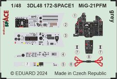Комплект 1/48 панель приладів та фототравлення MiG-21PFM Grey Eduard 3DL48172, В наявності