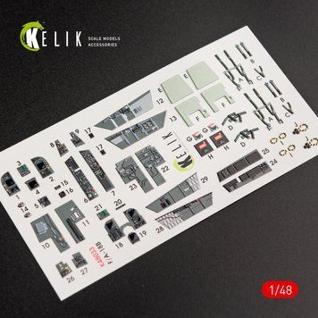 F/A-18B "Hornet" внутренние 3D наклейки для комплекта Kinetic (1/48) Kelik K48033