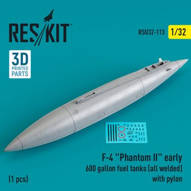 Масштабна модель 1/32 F-4 "Phantom II" ранні 600 галонів паливні баки (всі зварні) з пілоном 1 шт Reskit RSU32-0113, В наявності