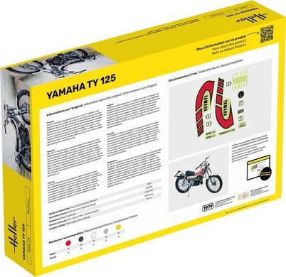 Prefab model 1/8 motorcycle Yamaha TY 125 Starter kit Heller 56902