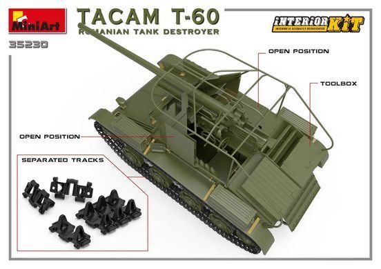 Збірна модель 1/35 Румунський винищувач танків TACAM T-60 з інтер'єром MiniArt 35230
