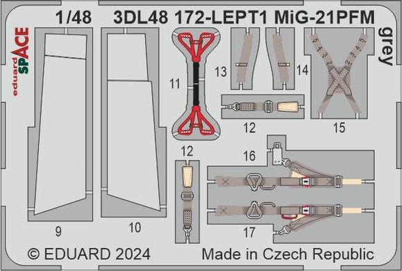 Комплект 1/48 приборная панель и фототравка MiG-21PFM Grey Eduard 3DL48172, В наличии