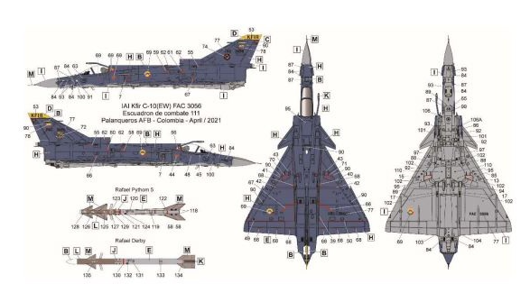 Assembled model 1/48 military aircraft KFIR C10/12 Kinetic 48048
