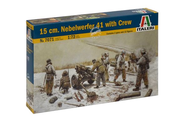 Сборная модель 1/72 15cm Nebelwerfer 41 с экипажем 12 фигурок, 2 пусковые установки Italeri 7071