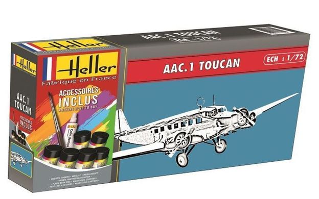 Сборная модель 1/72 Винтовой самолет AAC.1 Тукан Стартовый набор Heller 56359