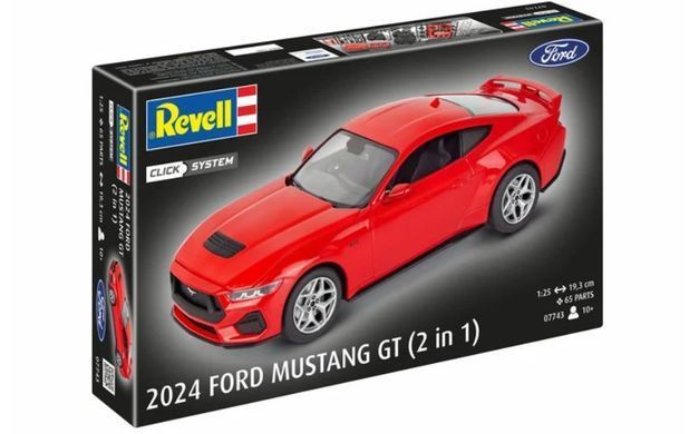 Збірна модель 1:25 автомобіль 2024 Ford Mustang GT (2 in 1) (Click System) Revell 07743