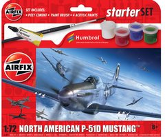 Стартовий набір для моделізму 1/72 літак Starter Set - North American P51D Mustang Airfix A55013