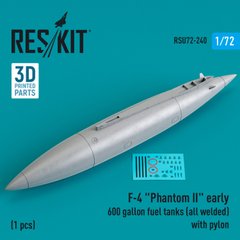 Масштабна модель 1/72 паливні баки ранні 600-галонні F-4 "Phantom II" (усі зварені) з пілоном (1 шт.) Reskit RSU72-0240, В наявності