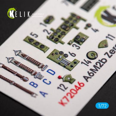 Interior 3D Stickers for A6M2B Zero Tamiya Kit (1/72) Kelik K72046, In stock
