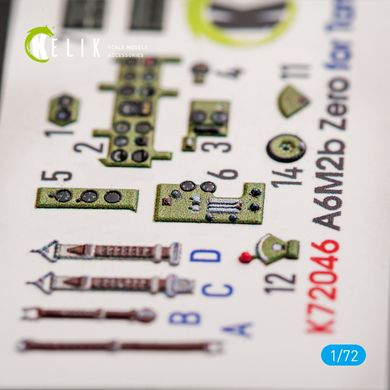 Interior 3D Stickers for A6M2B Zero Tamiya Kit (1/72) Kelik K72046, In stock