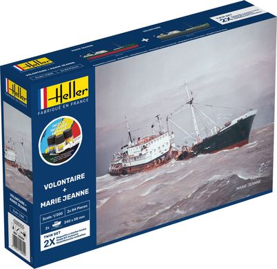 Prefab model 1/200 fishing trawler Volunteer + Marie Jeanne - Starter kit Heller 55604