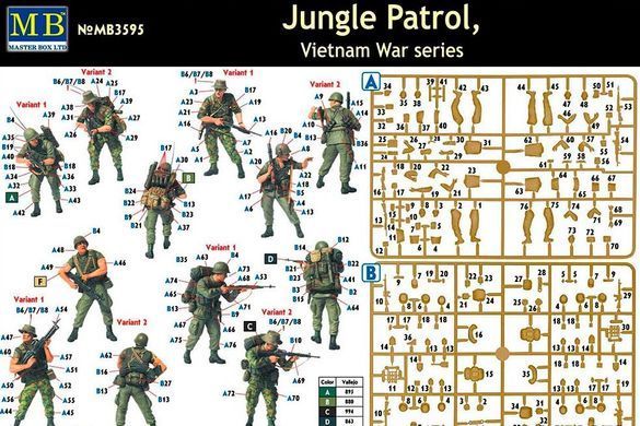 Figures 1:35 jungle patrol, Vietnam War MASTER BOX 3595