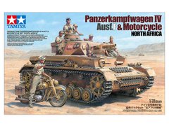 Сборная модель 1/35 немецкий Panzerkampfwagen IV Ausf.F и Motorcycle 'North Africa' Set Tamiya 25208
