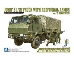 Сборная модель 1/72 автомобиль JGSDF 3 1/2t Truck with Additional Armor w/6 Figures Aoshima 01208