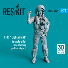 1/72 scale model female F-35 "Lightning II" pilot (standing - type 1) Reskit RSF72-0004