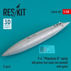 Масштабна модель F-4 "Phantom II" ранні 600 галонів паливні баки всі зварні з пілоном Reskit RSU48-0209, В наявності