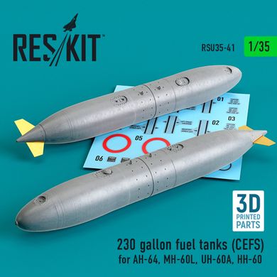 1/35 Scale Model 230 Gallon Fuel Tanks (CEFS) for AH-64, MH-60L, UH-60A, HH-60 (3D Print) (2pcs) Reskit RSU35-0041, In stock
