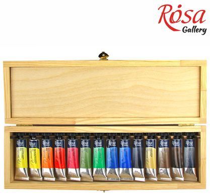 Набір акварельних фарб CLASSIC, 14*10мл, туба, деревяний пенал, ROSA Gallery