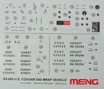 Сборная модель 1/35 легкий бронетранспортер колесный U.S. Cougar 6x6 MRAP Vehicle Meng Model SS-005