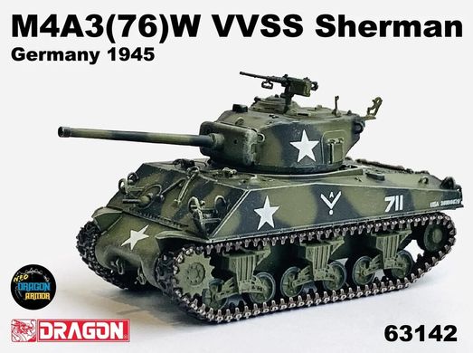 Зібрана Модель 1/72 танк M4A3(76)W VVSS Sherman Germany 1945 Dragon 63142
