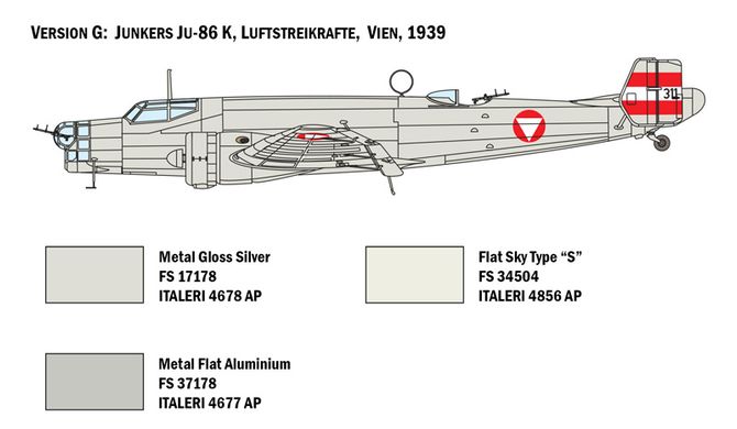 Assembled model 1/72 airplane JU 86 E1 / E2 Italeri 1391