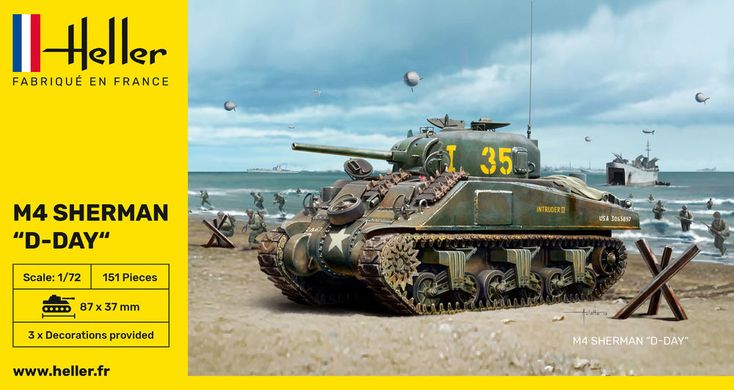 Збірна модель 1/72 американський середній танк Другої світової Шерман M4 Sherman D-Day Heller 79892