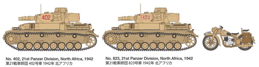 Збірна модель 1/35 німецький Panzerkampfwagen IV Ausf.F і Motorcycle 'North Africa' Set Tamiya 25208