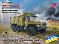 Сборная модель 1/72 военный автомобиль Вооруженных сил Украины УРАЛ-43203 ICM 72709