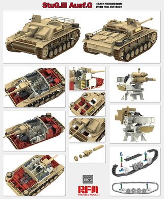 Збірна модель 1/35 винищувач танків StuG III Ausf. G з повним інтер'єром Rye Field Model RM-5073